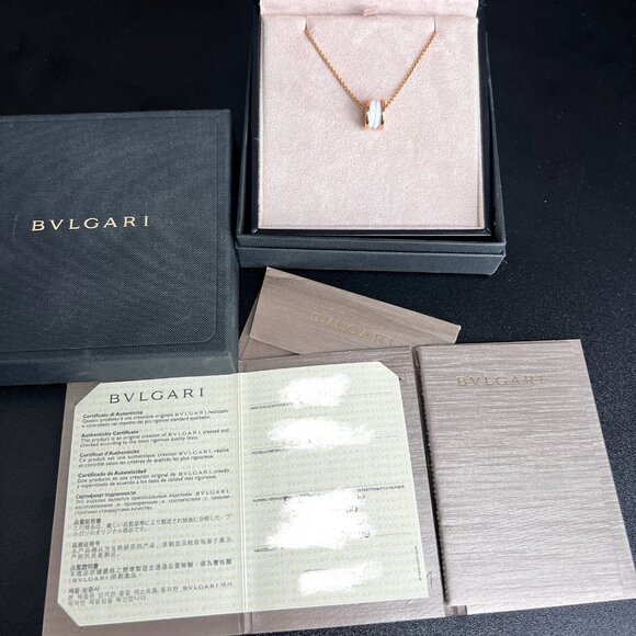 BVLGARI B.Zero1 Gold & White Ceramic Necklace | Retail: $3,500 USD - Picture 1 of 10